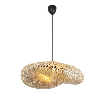 Lámpara techo industrial bambú y mimbre negro ø59 cm e27