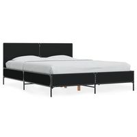 cama doble  cama para adultos  estructura de cama madera de ingenieria y metal negro 120x190cm