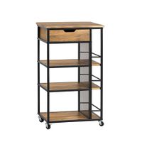 carrito de cocina con 1 cajon y estantes metal marron