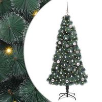 arbol de navidad artificial iluminado con juego de bolas verde vidaxl