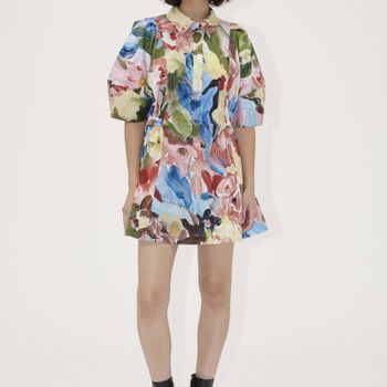 Stine Goya Structured Floral Cotton Mini Dress - M