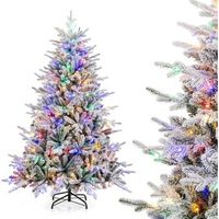 arbol de navidad nevado 186 cm costway arbol de navidad con luces incorporadas 260 luces led multicolores