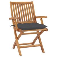 pack 2 uds sillas de jardin  silla de exterior  sillon madera teca con cojines gris antracita