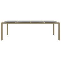 mesa de jardin  mesa de exterior superficie de vidrio ratan sintetico beige