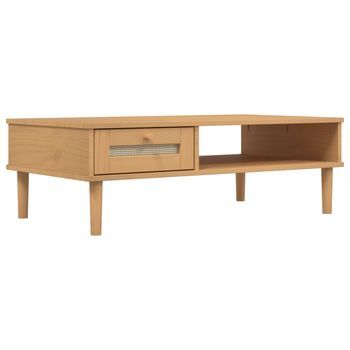 Mesa De Café | Mesa De Centro Senja Aspecto Ratán Madera Marrón 100x55x33 Cm