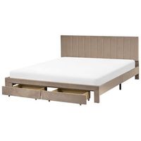 cama moderna con cajones cabecero tapizado en terciopelo y somier de laminas gris pardo 180 x 200 cm lonzac