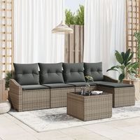 conjunto comedor jardin 5 piezas con cojines ratan negro v6291 unico  gris