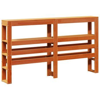 Cabecero De Cama Con Estantes Madera Maciza Pino Marrón 160 Cm Vidaxl