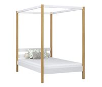 cama individual de madera con dosel n01 blanco  roble