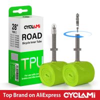 cyclami-tubo de aire ultraligero para bicicleta manguera de tpu valvula presta de metal accesorios extraibles para bicicleta de carretera 700c 700 18 23 25 28 30 32 c