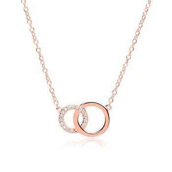 Cadena de mujer círculos de plata 925 chapado en oro rosa