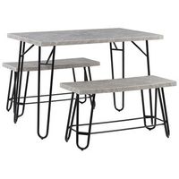 conjunto de comedor con chapa de marmol gris y negro 2 bancos 4 plazas estilo industrial kempton