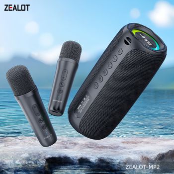 ZEALOT-MP2m Máquina de Karaoke Altavoz Bluetooth portátil con 1-2 micrófonos inalámbricos con graves mejorados, Bluetooth 5.3, reproducción 10H