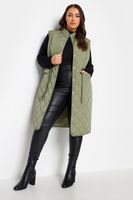 yours chaleco acolchado midi ligero en caqui  mujer curvy y tallas grandes yours