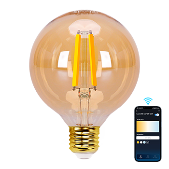 Aigostar Bombilla LED inteligente. Bombilla Alexa LED vintage, G95 Ámbar tipo globo, 6W, 806 LM, regulable cálida a fría 2700K a 6500K, casquillo E27. Compatible con Alexa y Google home