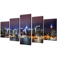 set decorativo de lienzos para pared nueva york noche 200 x 100 cm vidaxl