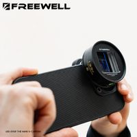 kit completo freewell sherpa con funda para telefono con montura de 17 mm lente anamorfica azul de 133x y filtro vnd para iphone 18171615 pro y pro max