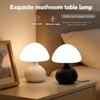 lampara de mesa con forma de hongo alimentada por usb luz ambiental moderna sencilla y atmosferica para dormitorio pequena luz nocturna decorativa