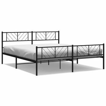 Estructura De Cama Cabecero Y Pie De Cama Metal Negro 183x213cm