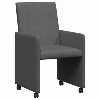 Sillas De Comedor Con Ruedas 2 Uds. Tela De Pana Gris Oscuro Vidaxl