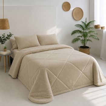 Donegal Collections - Edredón Coralina Borreguito - Disponible en Gris, Beige, Rosa y Azul y para camas de 90cm, 105cm, 135cm, 150cm y 180cm - Invierno largo edredón 270cm
