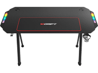 mesa gaming - drift dz175rgb iluminacion led alfombrilla soporte para auriculares y bebidas 130 x 75 60 cm altura regulable negro