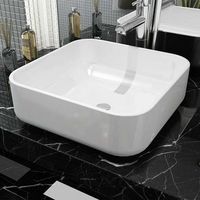 vidaxl lavabo cuadrado de ceramica blanco 39x39x135 cm