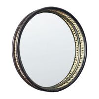 espejo de pared con forma redonda marco de ratan trenza vienesa negro 60 cm daksa