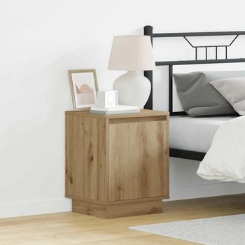 Armario De Noche - Dormitorio - Madera De Ingeniería - Roble Artesanal (39x34.5x50cm)