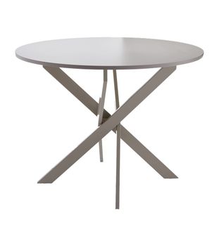 Mesa redonda con patas metálicas y tablero de melamina crema 120x75 cm