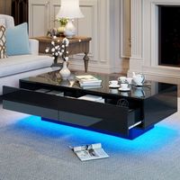 mesa de centro negra brillante 115 x 55 x 34 cm con iluminacion led