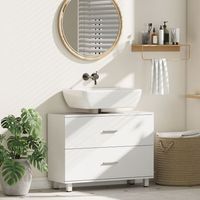 mueble bajo lavabo de melamina mdf homcom 80x30x60 cm blanco
