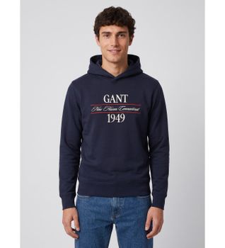 Gant para hombre. 2067157 Sudadera Gráfica con Capucha marino (XXL), Casual, Algodón