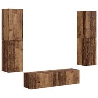 conjunto de mueble de tv 6 uds madera envejecida vidaxl