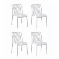 pack de 4 sillas solenia para interior o exterior apilables de polipropileno ligeras en color blanco 76x42x55 cm
