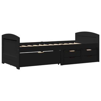 Cama Individual | Cama Para Adultos | Diván Con 5 Cajones Sin Colchón Irun Negro 90x200 Cm