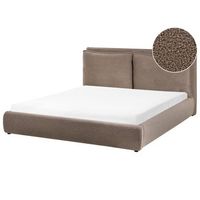 cama moderna de boucle 160 x 200 cm cabecero tapizado y acolchado marron bajonna