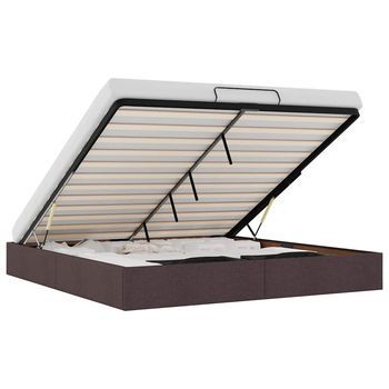 Cama Matrimonial | Cama Para Adultos | Estructura Cama Otomana Sin Colchón Marrón Oscuro 160x200 Cm