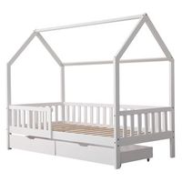 cama cabana infantil blanca con cajones marceau 190x90cm