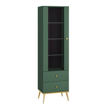 Vitrina 1 puerta 2 cajones melamina verde