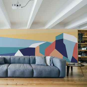 Papel pintado panorámico paisaje de acantilados gráfico, col