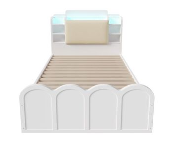 Cama panel 90x200 cm - canapé abatible hidráulico, usb-c y led - blanca
