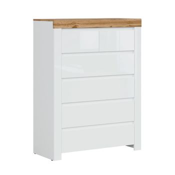 Cómoda 6 cajones tableros de aglomerado laminados blanco y madera