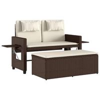 sillon reclinable de jardin  silla de jardin  silla de exterior con cojines ratan sintetico marron