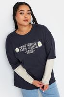 yours top algodon 2 en 1 azul marino new york mujer curvy y tallas grandes yours