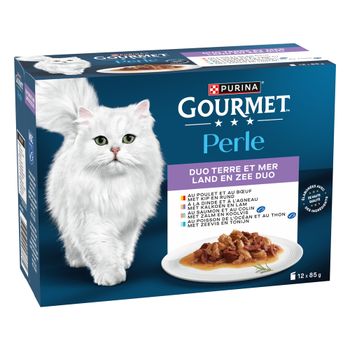 Purina Gourmet Perle en sobres 48 x 85 g - Pack Ahorro - Dúo de la tierra y del mar
