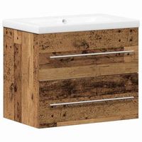 armario de lavabo  gabinete de lavabo para bano con cajon 2 piezas madera vieja
