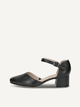 CAPRICE Pumps, black, made of Leather with Trapeze heel, Size 41