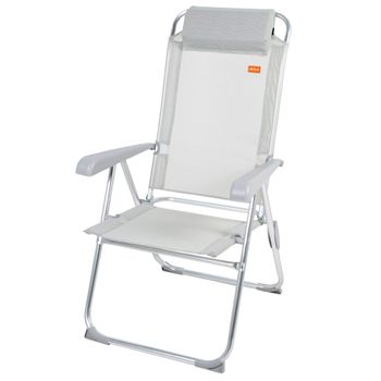 Silla Plegable Camping Multiposición Antivuelco con Cojín, 44x55x101 Cm, Gris