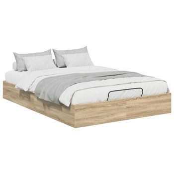 Cama Matrimonial | Cama Para Adulto | Estructura De Cama Ottoman Roble Sonoma 193 X 135 X 25 Cm